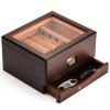 GLENCREAG MMT-3041 Cigar Humidor Box for 55 Counts, See-Through Design with Spanish Cedar Lining & Divider, Digital Hygrometer, Accessory Drawer & Humidifier, Gift for Cigar Aficionado view 1