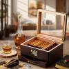 GLENCREAG MMT-3041 Cigar Humidor Box for 55 Counts, See-Through Design with Spanish Cedar Lining & Divider, Digital Hygrometer, Accessory Drawer & Humidifier, Gift for Cigar Aficionado view 2