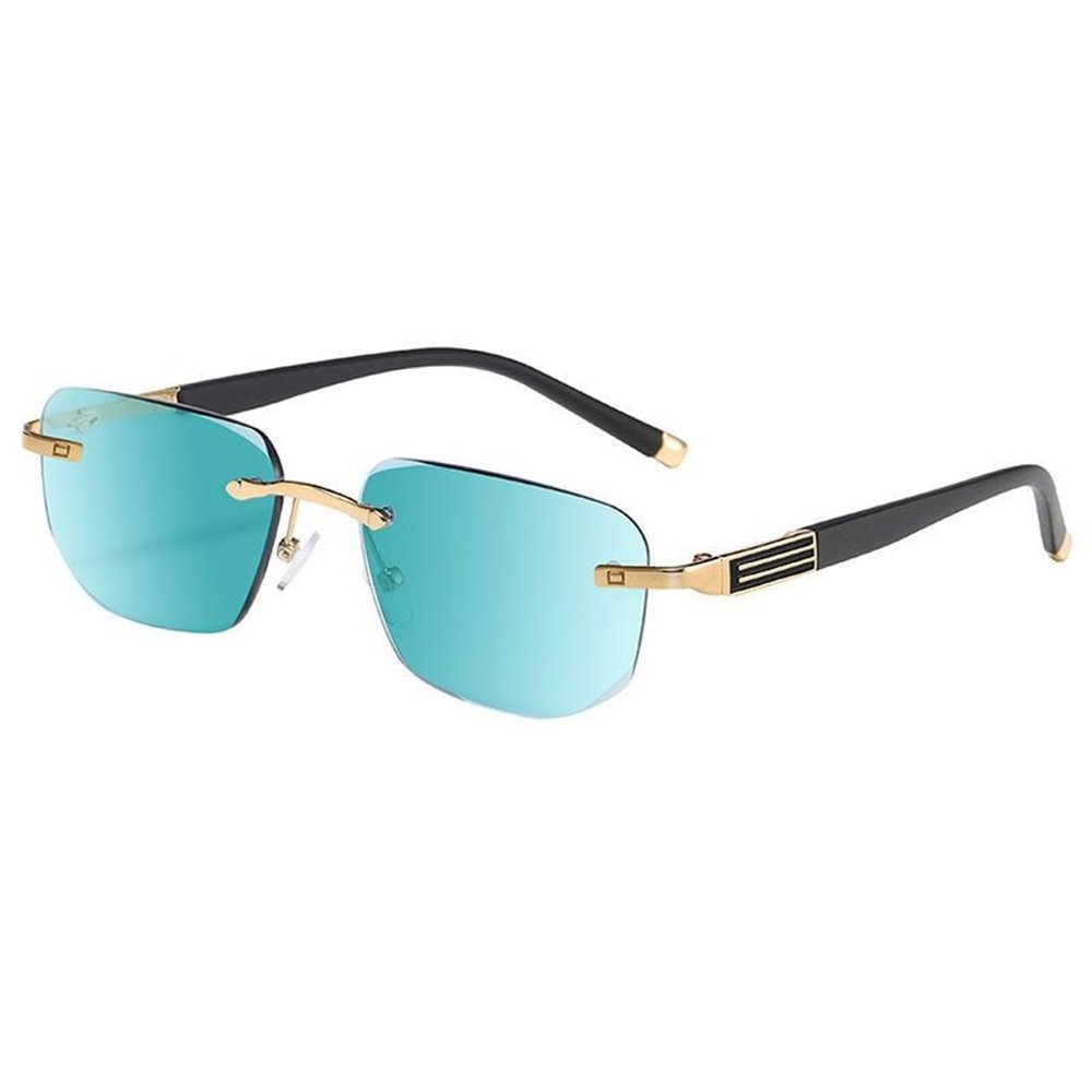 Rimless reading glasses anti blue light fashionable and lightweight presbyopia sunglasses (Gold, 1.5, x)
