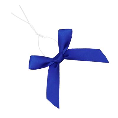 AKLVBL 50 Pack Blue Satin Ribbon Twist Tie Bows for Treat Bags, Gift Bags, Bakery Candy Bags and Package Decorating Ribbon Bow, Bowknot for Gifts