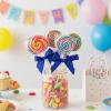 AKLVBL 50 Pack Blue Satin Ribbon Twist Tie Bows for Treat Bags, Gift Bags, Bakery Candy Bags and Package Decorating Ribbon Bow, Bowknot for Gifts view 2
