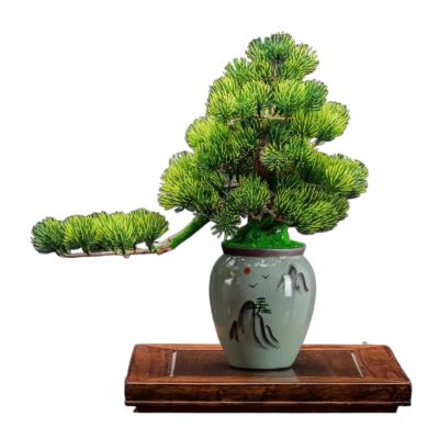 Fake Bonsai Tree Artificial Welcome Pine Bonsai Simulation Bonsai Decorations Living Room Decorations Porch Cabinet Office Artificial Bonsai Tree (Color : A)