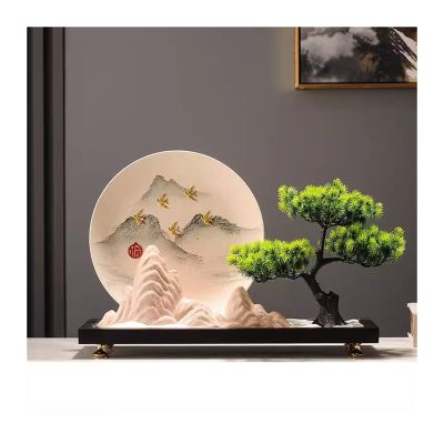 WAOCEO Fake Bonsai Tree Simulated Welcome Pine Bonsai Screen Decoration Zen Living Room Decoration Porch Cabinet Office Landscape Artificial Bonsai Tree (Color : B)