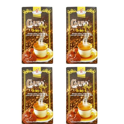 Gano Coffee with Ganoderma Mushroom  Instant Coffee Blend, Rich Aroma & Smooth Taste, Traditional Herbal Coffee Experience (Pack of 4)