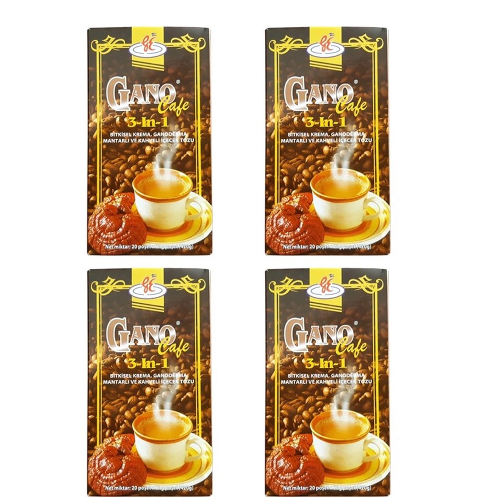 Gano Coffee with Ganoderma Mushroom  Instant Coffee Blend, Rich Aroma & Smooth Taste, Traditional Herbal Coffee Experience (Pack of 4)