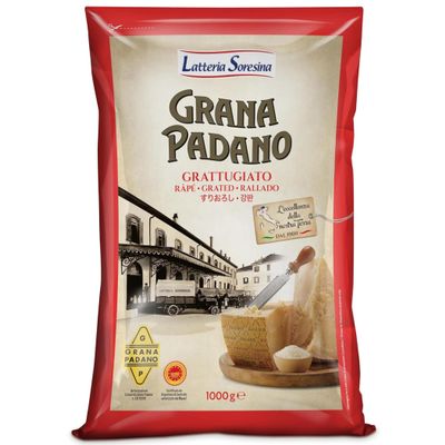 Grana Padano Cheese Grated, 1Kg (2.2 lb) - Grana Padano DOP - 16 Months Aged, Authentic Italian Cheese, Imported from Italy