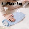 550ml Hot Water Bag Hot Water Bottle Silicone Water Bottle with Cover Knitted Silicone Plush Cute Cartoon Explosion Proof Leakproof for Family Life (Blue) view 3