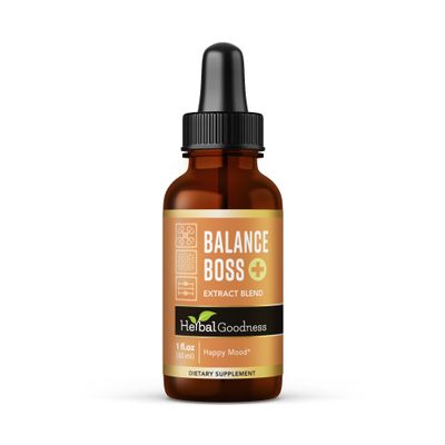 Herbal Goodness Balance Boss - Liquid Mood Support Supplement | Natural Calmness & Emotional Balance Aid | Stress & Energy Boost with Rhodiola Rosea | 1 oz Bottle