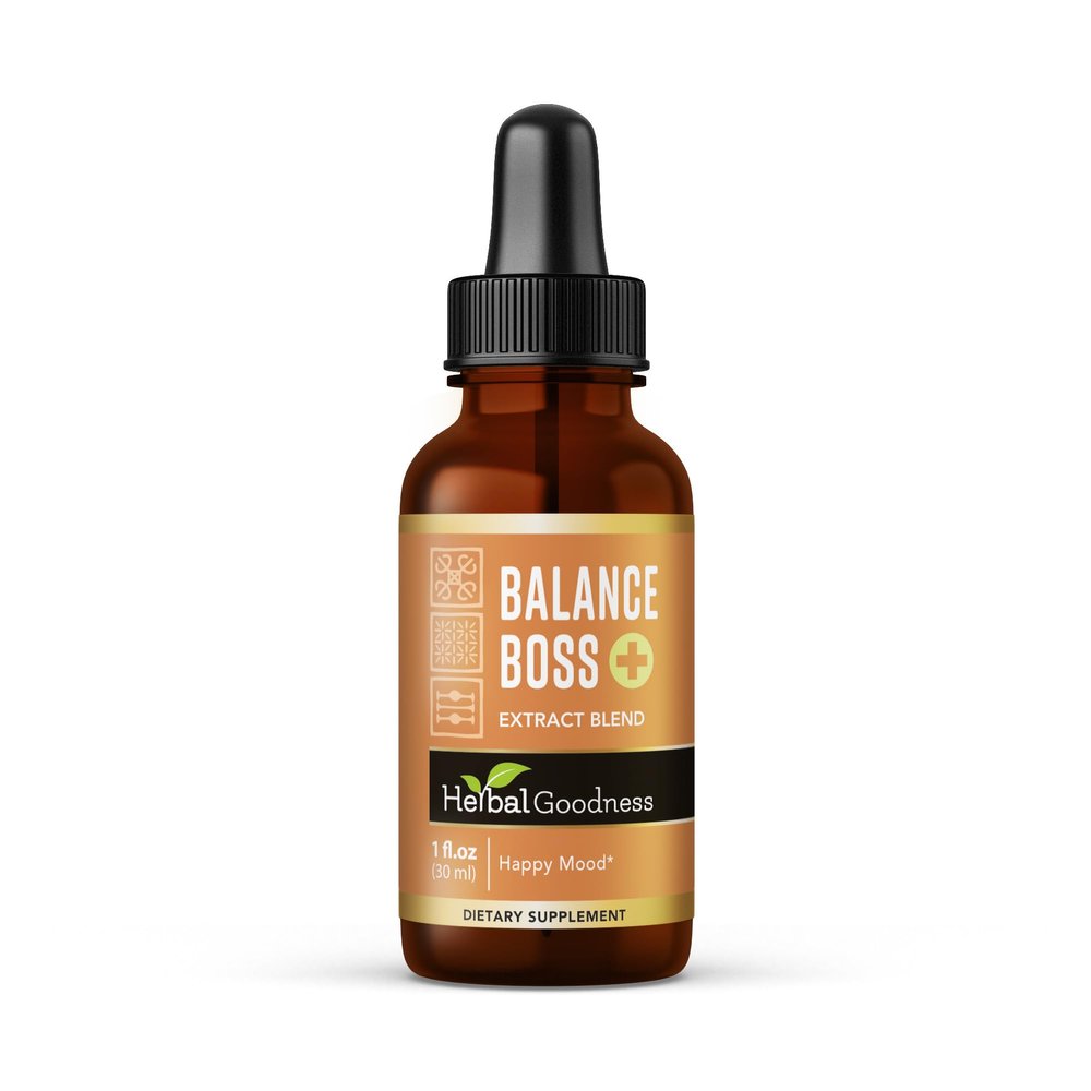 Herbal Goodness Balance Boss - Liquid Mood Support Supplement | Natural Calmness & Emotional Balance Aid | Stress & Energy Boost with Rhodiola Rosea | 1 oz Bottle