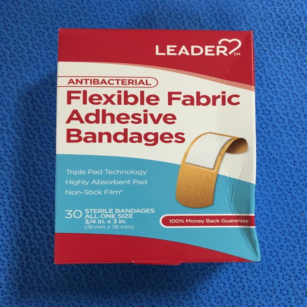 Leader Antibacterial Flexible Fabric Adhesive Bandages, First Aid Antiseptic, Triple Pad Technology, First Aid and Wound Care, Compare to Band-Aid, Assorted Sizes, 30 ct., Assorted (3)
