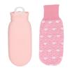 550ml Hot Water Bag Hot Water Bottle Silicone Water Bottle with Cover Knitted Silicone Plush Cute Cartoon Explosion Proof Leakproof for Family Life (Pink) view 1