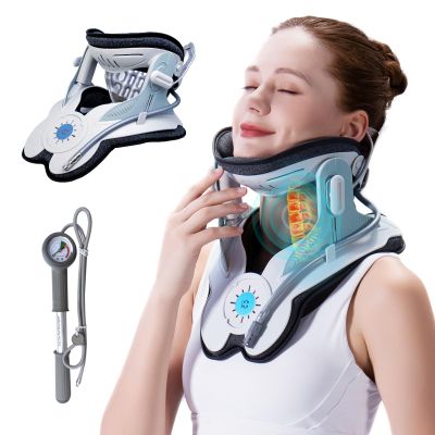 ALPHAY Cervical Traction Device, Neck Stretcher for Cervical Pain Relief, Air Pump Neck Brace with 3 Power Traction and 8 Airbag Support, Neck Decompression and Neck Tension Relief