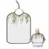 Eucalyptus Adult Bib for Adults Men, Women, Washable & Adjustable Terry Cloth Bib with Crumb Catcher Reusable Waterproof Clothing Clothes Protector Apron Watercolor Green Plant Sweeping Leaves White view 1
