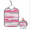 Abstract Pink Grey Adult Bib for Adults Men, Women, Washable & Adjustable Terry Cloth Bib with Crumb Catcher Reusable Waterproof Clothing Clothes Protector Apron Modern Geometric Minimalist White view 1