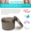 Mckkor Denture Bath Case Box, Leak Proof Denture Cups for Soaking Full & Partial Dentures, Retainers,Dishwasher safe,with Hard Denture Brush & Denture Toothbrush Cover (Transparent Black) view 2