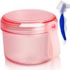 Mckkor Leak Proof Denture Cups Bath, Dishwasher safe, Denture Case for Soaking Full & Partial Dentures, Retainers, with Hard Denture Cleaner Brush & Denture Brush Cover (Transparent Rouge) view 1