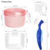 Mckkor Leak Proof Denture Cups Bath, Dishwasher safe, Denture Case for Soaking Full & Partial Dentures, Retainers, with Hard Denture Cleaner Brush & Denture Brush Cover (Transparent Rouge) view 2