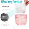 Mckkor Leak Proof Denture Cups Bath, Dishwasher safe, Denture Case for Soaking Full & Partial Dentures, Retainers, with Hard Denture Cleaner Brush & Denture Brush Cover (Transparent Rouge) view 3