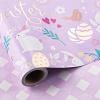 LeZakaa Easter Purple Wrapping Paper Roll, Bunny, Eggs, Happy Easter with Metallic Design & Checkered Pattern, for Spring Reversible Gift Wrap, DIY Crafts, Mini Roll, 17 inches x 32.8 Feet view 1