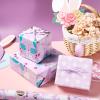 LeZakaa Easter Purple Wrapping Paper Roll, Bunny, Eggs, Happy Easter with Metallic Design & Checkered Pattern, for Spring Reversible Gift Wrap, DIY Crafts, Mini Roll, 17 inches x 32.8 Feet view 3