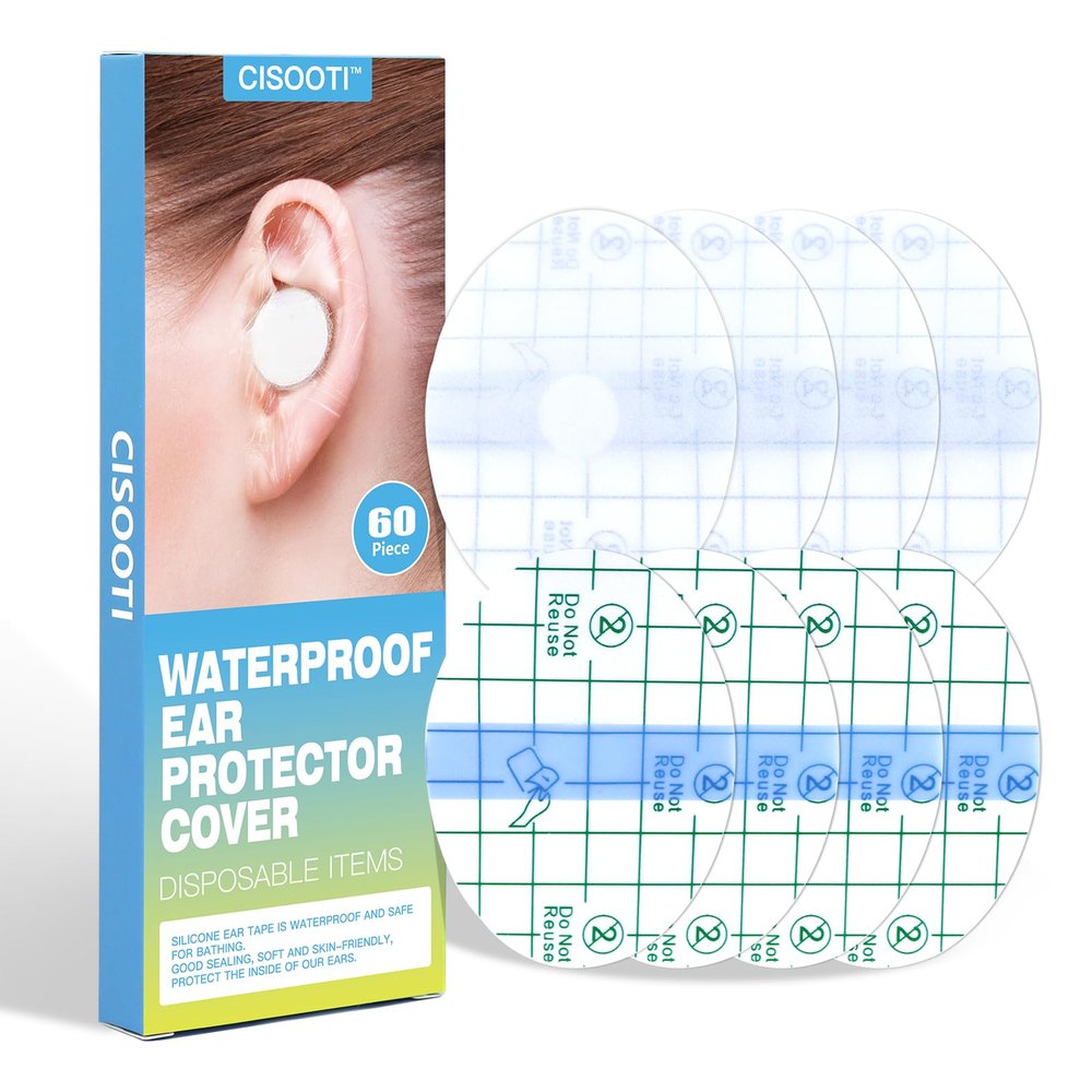 CISOOTI Waterproof Ear Stickers,Ear Covers for Swimming,Shower,60 Pieces Disposable Earplugs,Waterproof Ear Protection,Suitable for Both Children and Adults.