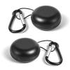 2pcs Earplug Cases, Round Potable Ear Plug Holder with Keychains, Earphones Pouch, Ear Bud Carrying Case Bag, for Business Trip, Storage Earbuds, Trinkets, Pills (Black) view 1