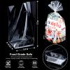 Bottom Gusset Bags 50Pcs 9X12" Clear Cellophane Bags Large Basket Wrapping Gift Wrap Cello Bags Treat Bags Party Favor Packaging with Gold Twist Tie view 4