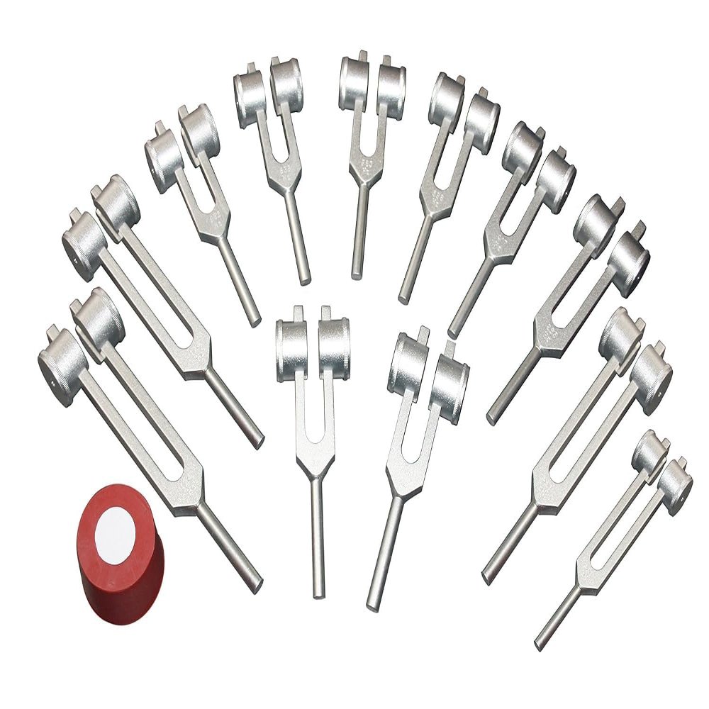 KASHSURG 12 Pcs Mineral Nutrients Human Deficiency Weighted Tuning Forks with Mallet Set 12
