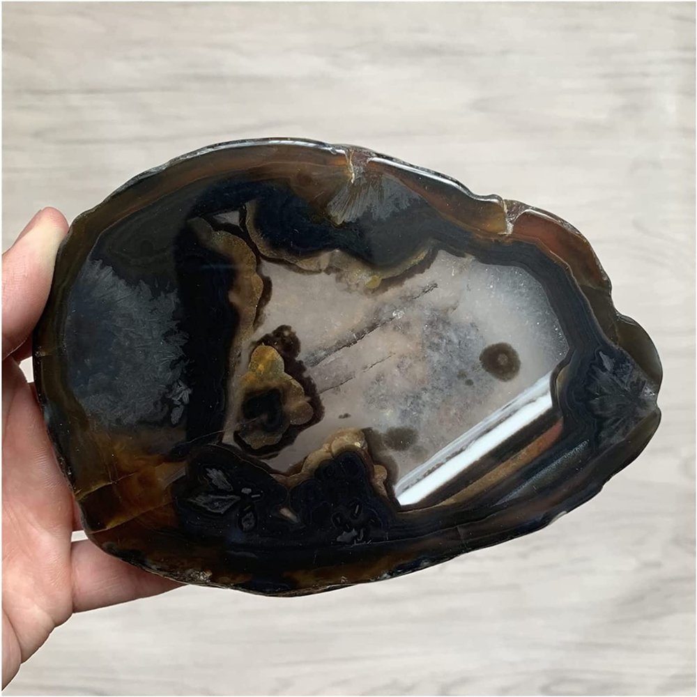 MESKEL Minerals Stones 533g Natural Agate Plate Home Decoration Salver grobe Polished Quartz Crystal Remedy disc Crystal Stones Decoration