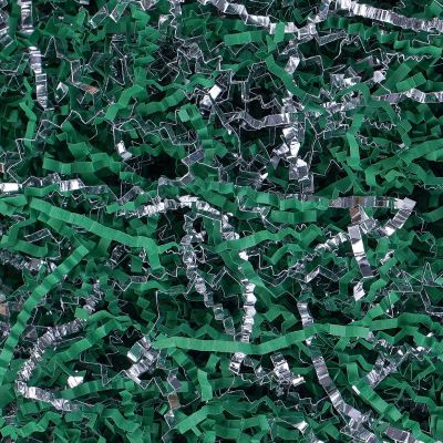 TANMWZK Crinkle Cut Paper Shred Filler 2 LB Gift Wrapping & Gift Basket Filler for Christmas,Halloween & Wedding Decorations,Easter Basket Grass Filler,Crafting Activities (Dark green and Silver)