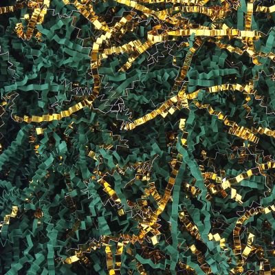 TANMWZK Crinkle Cut Paper Shred Filler 2 LB Gift Wrapping & Gift Basket Filler for Christmas,Halloween & Wedding Decorations,Easter Basket Grass Filler,Crafting Activities (Dark green and gold)