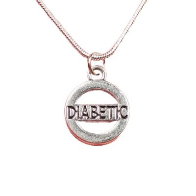 Diabetic Necklace, Glucose Reminder Medical Diabetes Alert Charm Pendant nb 16" chain charm Fast Free Supply