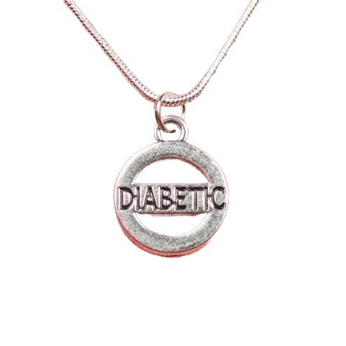 Diabetic Necklace, Glucose Reminder Medical Diabetes Alert Charm Pendant nb 16" chain charm Fast Free Supply
