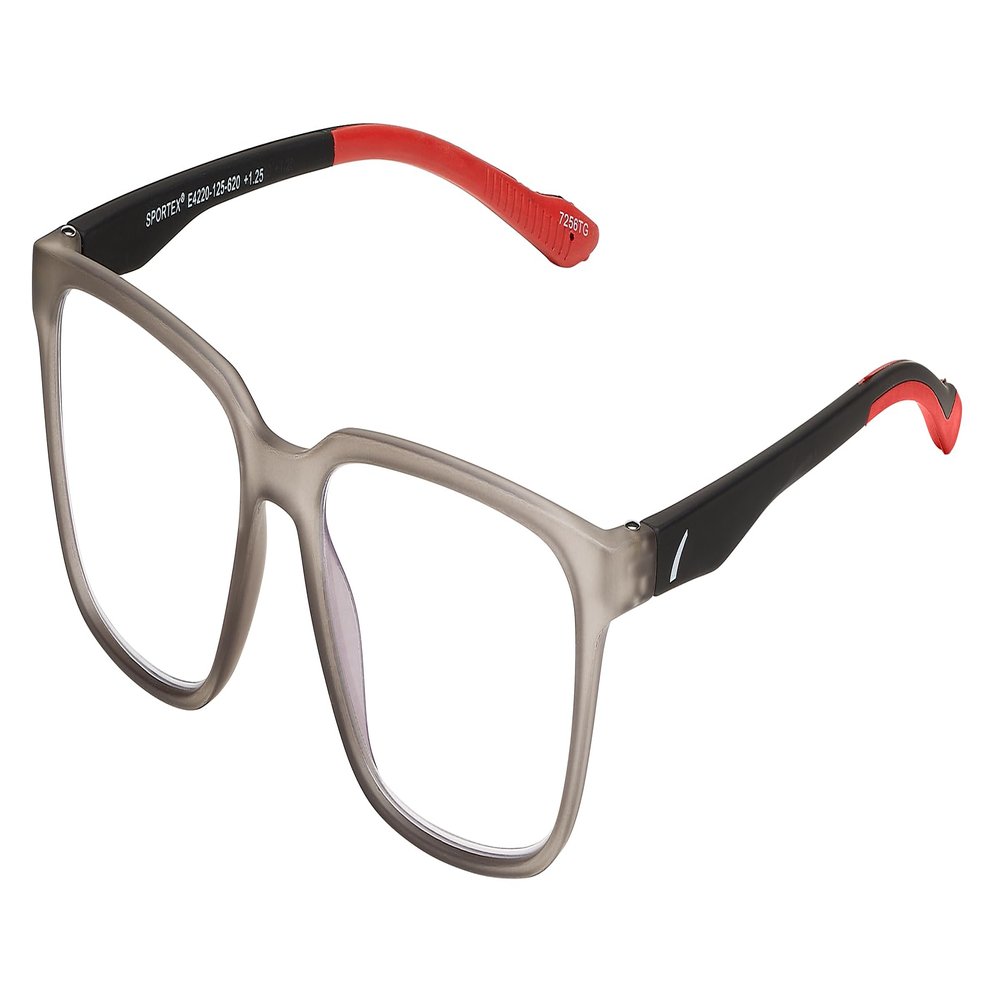 SPORTEX SAV Men's E4220 Blue Light Reading Glasses - Flexible, Durable, Lightweight, High-Performance Blue Light Readers for Men, Grey Red, +1.75