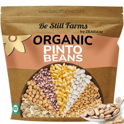 Be Still Farms Organic Pinto Beans Dry Bulk (2.8lb) - Dried Kidney Beans - Ideal for Refried Beans, Stews, Soups - High in Protein & Fiber | USA Grown | USDA Certified | Vegan | Non-GMO | Gluten Free