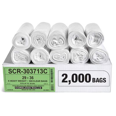 Aluf Plastics 20-30 Gallon Trash Bags Source Reduction Series Value High Density 13 Micron Gauge - Intended for Home, Office, Bathroom, Paper, Styrofoam (Pack of 2000)