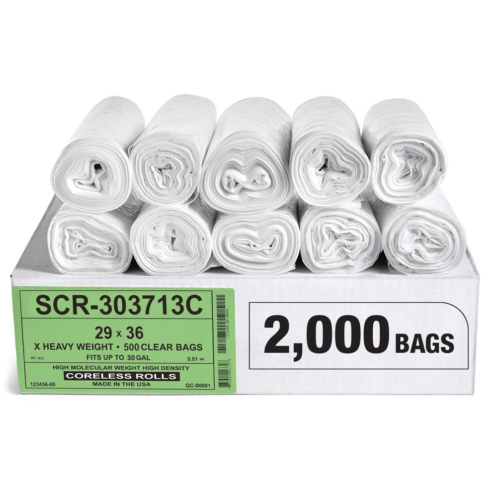 Aluf Plastics 20-30 Gallon Trash Bags Source Reduction Series Value High Density 13 Micron Gauge - Intended for Home, Office, Bathroom, Paper, Styrofoam (Pack of 2000)
