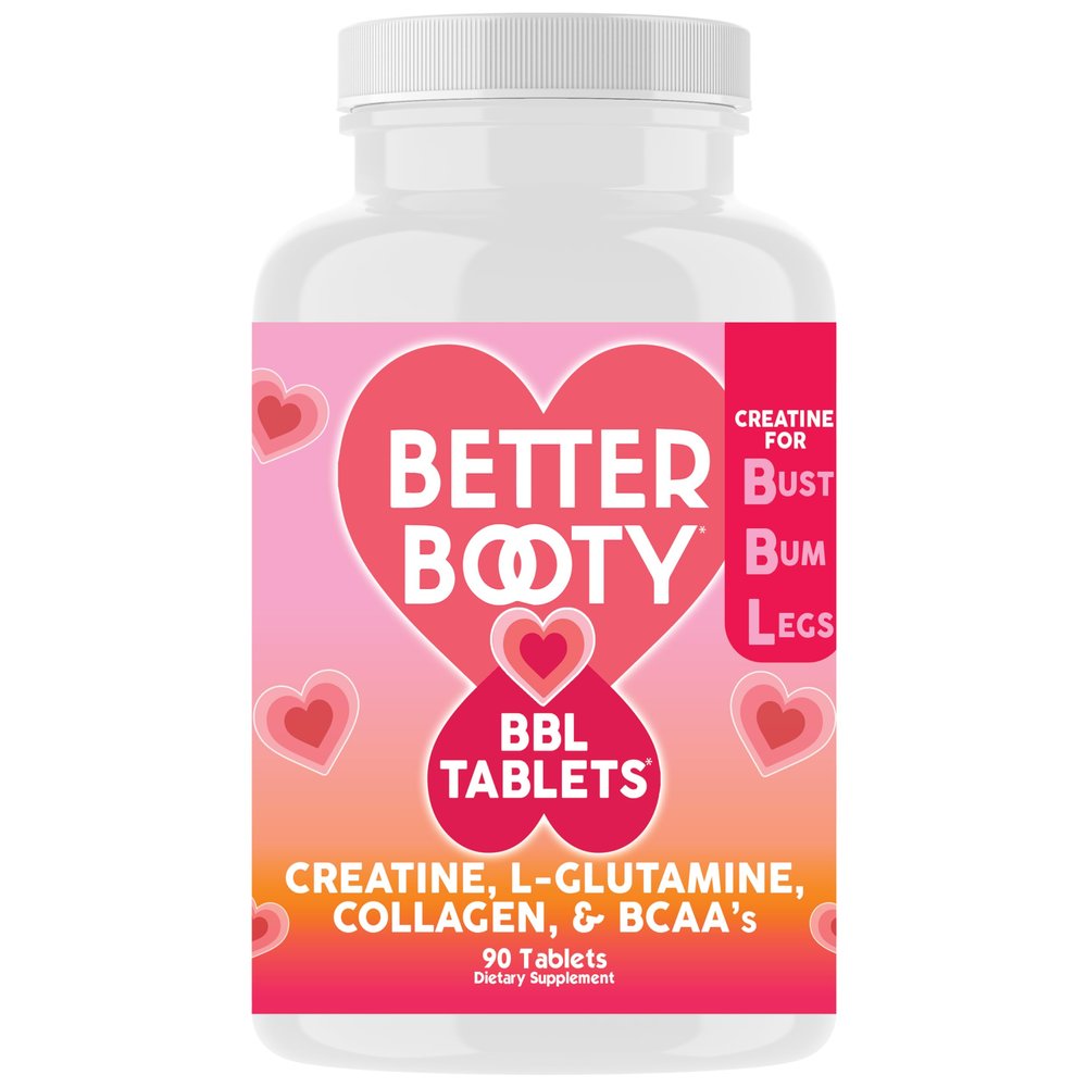 Angry Supplements BB Creatine Monohydrate Complex BBL Tablets for Gains & Muscle, Glute Builder Supplement for Women with L-Glutamine, Collagen, BCAA's and Hydration Blend (90ct)
