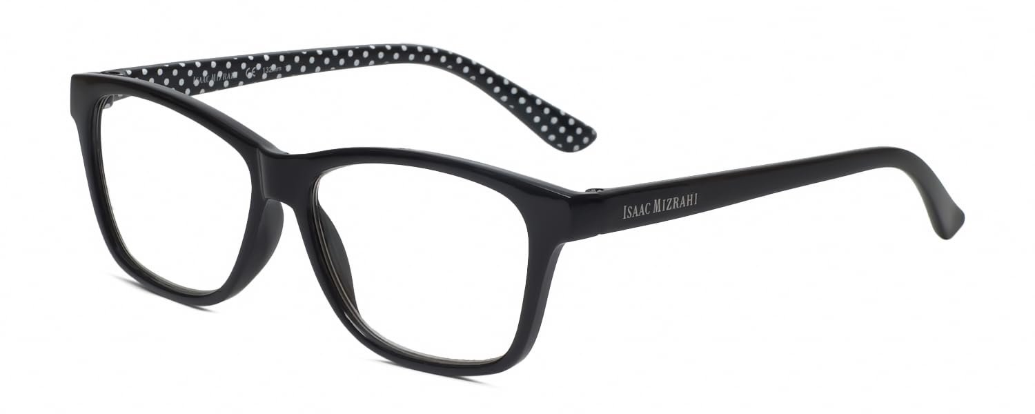 Calabria IM 31267 Blue Light Filter Reading Glasses +3.50 Black White Polka Dot Women Trendy Chic Readers Fashion Eyeglasses
