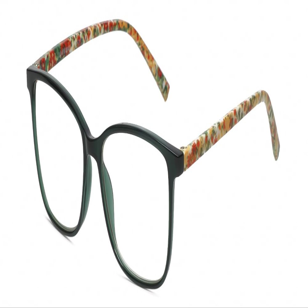 Calabria IM 31322 Blue Light Reading Glasses +0.00 Green Floral Yellow Red Women Trendy Chic Reader Stylish Fashion Eyeglass