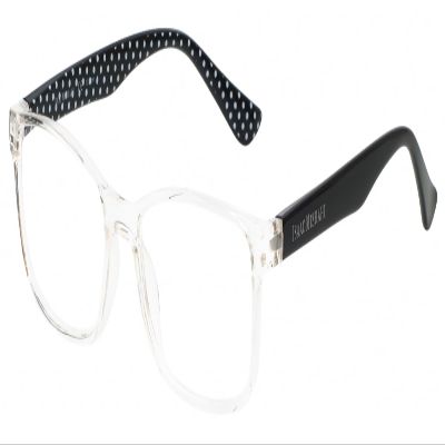 Calabria IM 31275 Blue Light Glasses +2.00 Clear Crystal Black White Polka Dot Women Designer Trendy Chic Readers Eyeglasses