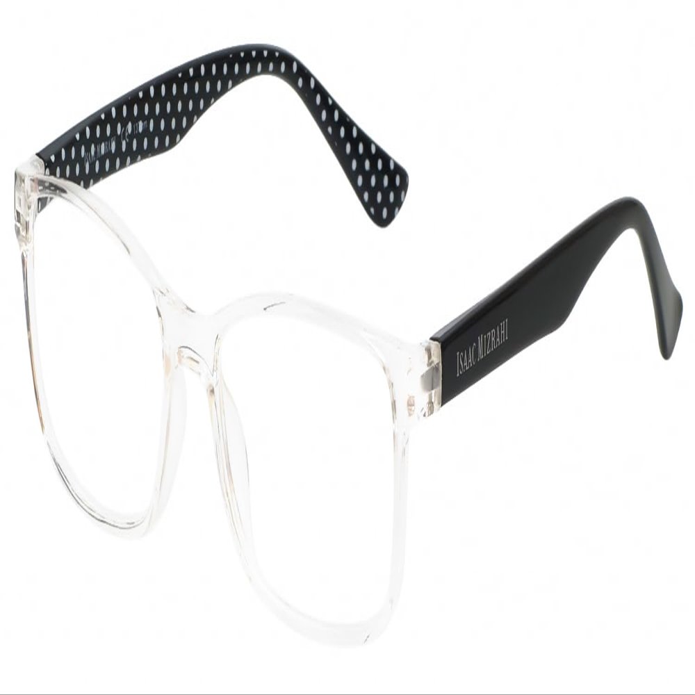 Calabria IM 31275 Blue Light Glasses +2.00 Clear Crystal Black White Polka Dot Women Designer Trendy Chic Readers Eyeglasses