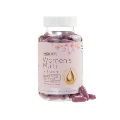 Built by Nature Vitamins for Women  Women's Complete Daily Multivitamin Supplement with A, B, C, D, E, Iron, Calcium, Magnesium and Multi Minerals  Wellness & Immune Health Support - 120 Softgels