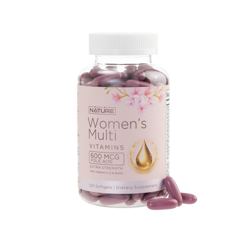 Built by Nature Vitamins for Women Women's Complete Daily Multivitamin Supplement with A, B, C, D, E, Iron, Calcium, Magnesium and Multi Minerals Wellness & Immune Health Support - 120 Softgels