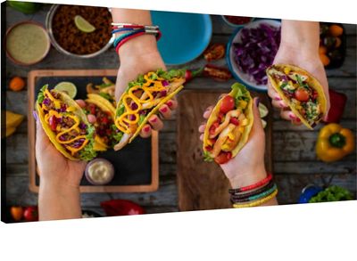 JDQBHOME Canvas Wall Art for Living Room Bedroom Variation Mexican Tacos spicy Salsa and nacho tortilla chips Big Large Wall Art Decor Framed Painting Wall Pictures Prints Artwork Office, Mulit10