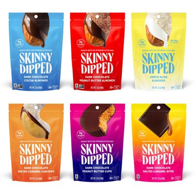 SkinnyDipped Faves Variety Pack, Healthy Snack, Plant Protein, Gluten Free, Pack of 6