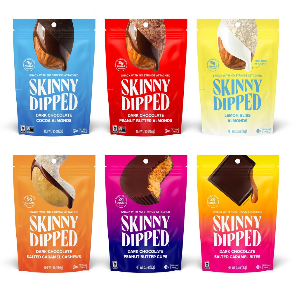 SkinnyDipped Faves Variety Pack, Healthy Snack, Plant Protein, Gluten Free, Pack of 6