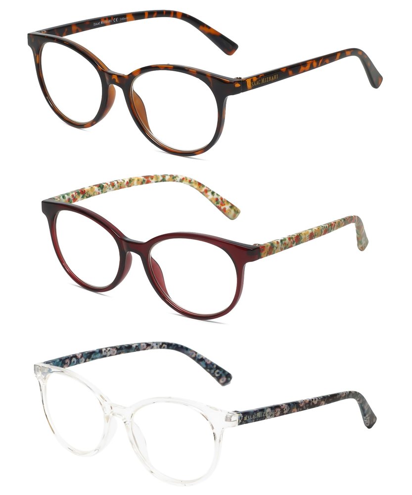 Calabria IM 31325 Reading Glasses +2.00 Tortoise,Crystal Clear,Red Floral 3 Pack Holiday Gift Box Set Womens Trendy Eyeglass