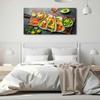 JDQBHOME Canvas Wall Art for Living Room Bedroom Shrimps tacos salsa vegetables and avocado Mexican food Big Large Wall Art Decor Framed Painting Wall Pictures Prints Artwork Office view 4