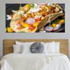 3 Piece Wall Art Framed Large Big Canvas Wall Art Decor For Living Room Bedroom Kitchen Office Fish taco salsa salad feta cheese sriracha sauce a crispy taco shell Paintings Artwork Pictures Prints view 2